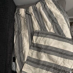 Black and White Striped Linen Pants